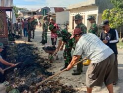 CEGAH BANJIR, DANRAMIL 1411-03/KAJANG KODIM 1411/BULUKUMBA PIMPIN KERJA BAKTI BERSIHKAN SALURAN AIR